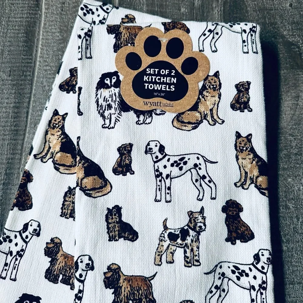 Dog Breeds Graphic Kitchen Dish Towels Set